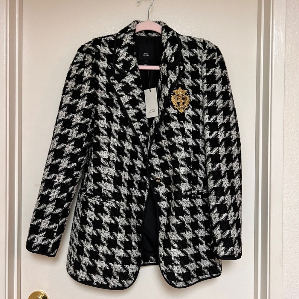 River Island Women’s Dogtooth Boucle Blazer
